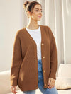 Kvinnors mysiga oversized cardigan - avslappnad passform i stickat med lång ärm och knappdesign för vardagsbruk