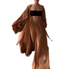 3-delad ensemble - trendig damcrop-top, kjol och kimono-set