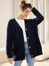 Kvinnors mysiga oversized cardigan - avslappnad passform i stickat med lång ärm och knappdesign för vardagsbruk
