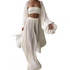 3-delad ensemble - trendig damcrop-top, kjol och kimono-set