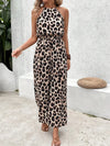 Damer leopardmönstrad halterneck jumpsuit - trendig sommaroutfit