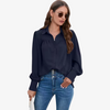 Kvinnors chiffongblus - tidlös långärmad kontorsoutfit - luftig topp för damer