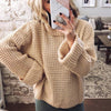 Damens oversized stickad jumper - trendig cowl neck-design för mysig vardagsstil