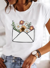 Dam casual t-shirt med hjärtdesign i mjukt tyg - stiligt plagg för alla tillfällen