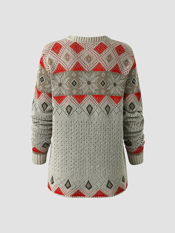 Crèmekleurige Scandinavische trui - warme Noorse dames sweater - Bakkermode.nl