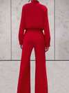 Fiona - stilren röd jumpsuit med utsvängda byxor för kvinnor