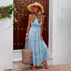 Kvinnors boho maxi klänning med lagerdesign - lätt sommardress för avslappnade tillfällen