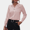 Kvinnors blus för elegant kontorsstil - chic långärmad professionell skjorta, lättviktsmaterial