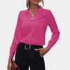 Kvinnors blus för elegant kontorsstil - chic långärmad professionell skjorta, lättviktsmaterial