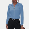 Kvinnors blus för elegant kontorsstil - chic långärmad professionell skjorta, lättviktsmaterial