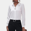 Kvinnors blus för elegant kontorsstil - chic långärmad professionell skjorta, lättviktsmaterial