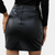 Dams läder mini kjol med chic rynkad design - mångsidig faux läderkjol för vardagliga outfits