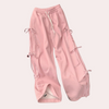 Kvinnors vida sweatpants för vardagsbruk - stiliga loungebyxor med trendiga sidodetaljer