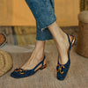 Kvinnliga slingback flats - elegant design i mocka för stiliga tillfällen