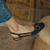 Kvinnliga slingback flats - elegant design i mocka för stiliga tillfällen