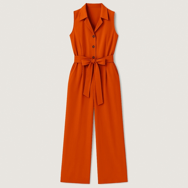 Kvinnors jumpsuit med elegant vida ben i orange - avslappnad stil för varierande tillfällen