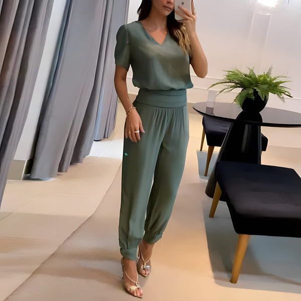 2-delat outfit set - stilfull skjorta och byxor för damer