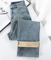 Kvinnors lös vidbenad jeans – stiliga vintage denim i ljusblått för avslappnad vardagsklädsel