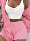 2-delat dam loungewear-set – mjuk fleece topp och shorts för avkoppling