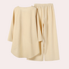 2-delad dam loungewear-set - elegant topp och vida byxor