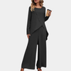 2-delad dam loungewear-set - elegant topp och vida byxor