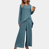 2-delad dam loungewear-set - elegant topp och vida byxor