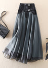 Kvinnors tulle maxikjol - elegant patchworkdesign för mångsidiga vårutflykter