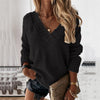 Stickad v-ringad jumper - elegant damstickning