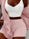 2-delat dam loungewear-set – mjuk fleece topp och shorts för avkoppling