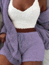 2-delat dam loungewear-set – mjuk fleece topp och shorts för avkoppling