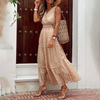 Kvinnors boho maxi klänning med lagerdesign - lätt sommardress för avslappnade tillfällen