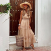 Kvinnors boho maxi klänning med lagerdesign - lätt sommardress för avslappnade tillfällen