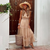 Kvinnors boho maxi klänning med lagerdesign - lätt sommardress för avslappnade tillfällen