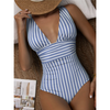 Damernas eleganta baddräkt - chic randig design för strand och pool
