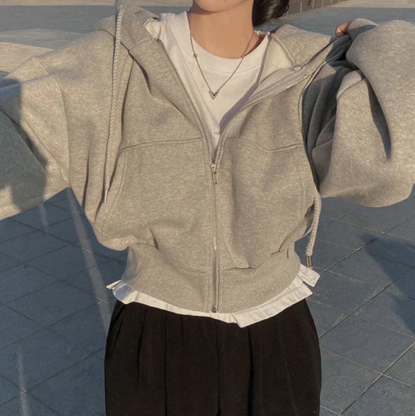 Oversized zip-up hoodie - mysig dam casual wear