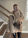 Damens fleecejacka - mjuk plysch zip-up jacka med funktionella fickor för avslappnad stil