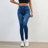 Högmidjade denimleggings - stretchiga jeans för avslappnat bruk