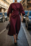 Kvinnors avslappnade midi-klänning med elegant vid ärm-design - chic kvällsoutfit för speciella tillfällen