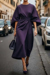 Kvinnors avslappnade midi-klänning med elegant vid ärm-design - chic kvällsoutfit för speciella tillfällen