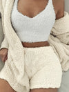 2-delat dam loungewear-set – mjuk fleece topp och shorts för avkoppling