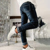Kvinnors högmidjade skinny jeans blå - vardaglig grundsten, mjukt tyg, slim fit