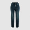 Kvinnors högmidjade skinny jeans blå - vardaglig grundsten, mjukt tyg, slim fit
