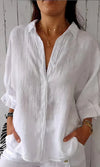 Kvinnors linne skjorta - avslappnad sommartopp för chic stil