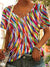 Dam t-shirt avslappnad passform v-ringad casual topp - stilfull kortärmad tee för vardagsbruk