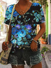 Dam t-shirt avslappnad passform v-ringad casual topp - stilfull kortärmad tee för vardagsbruk