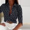 Dams printed blus - elegant topp med grekisk mönster