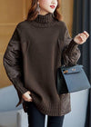 Kvinnors trendiga patchwork turtleneck jumper - lös passform i stickad kvalitet för hösten
