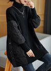 Kvinnors trendiga patchwork turtleneck jumper - lös passform i stickad kvalitet för hösten