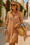 Kvinnors avslappnade skjortklänning - elegant knapp-up klänning med stiliga accessoarer för sommaroutfits