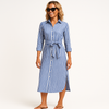 Kvinnors avslappnade skjortklänning - elegant knapp-up klänning med stiliga accessoarer för sommaroutfits